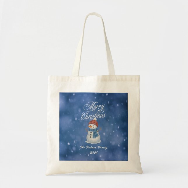 Bolsa Tote Boneco de Neve Caprichoso Feliz Natal (Frente)