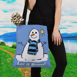 Bolsa Tote Boneco de Neve com Mensagem - Deixe Nevar!