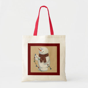 Bolsa Tote Boneco de neve com sacola das luzes