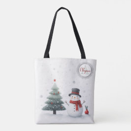Bolsa Tote Boneco de Neve e Evergreen