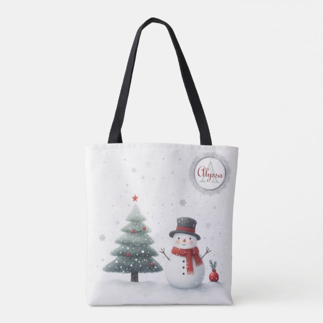 Bolsa Tote Boneco de Neve e Evergreen (Verso)