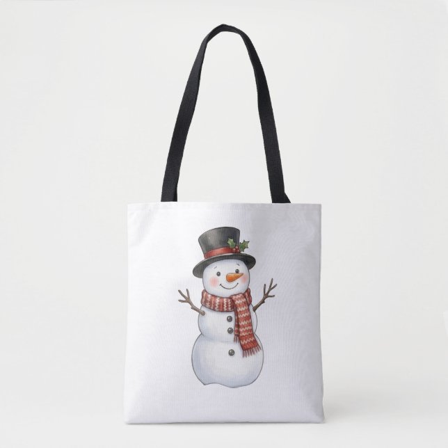 Bolsa Tote Boneco de Neve Feliz (Frente)
