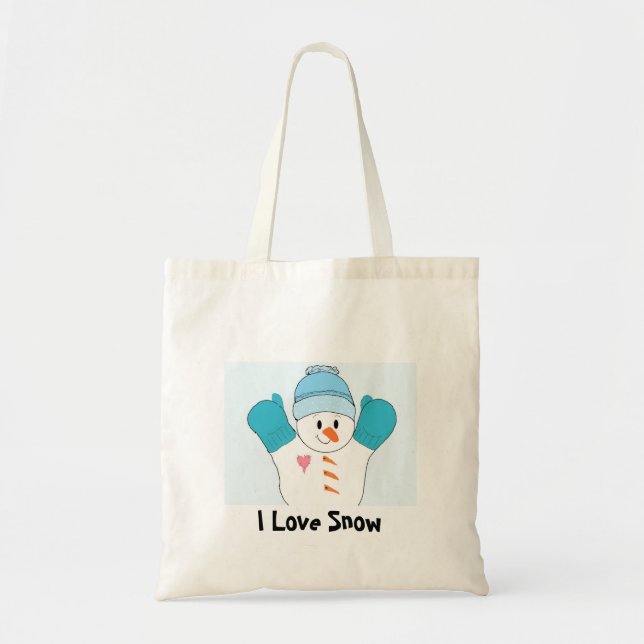 Bolsa Tote Boneco de Neve Feliz - Eu Amo Neve (Frente)