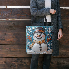 Bolsa Tote Boneco de Neve na Neve