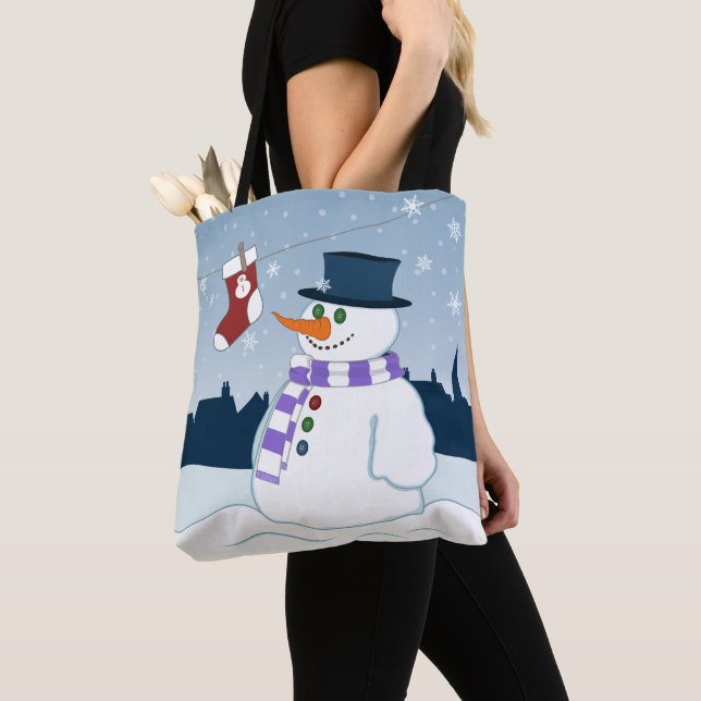 Bolsa Tote Boneco de neve & Natal da meia (Close Up)