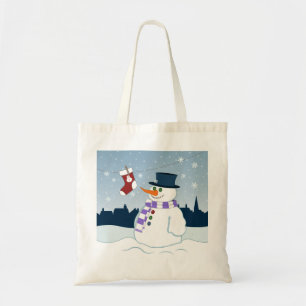Bolsa Tote Boneco de neve & Natal da meia