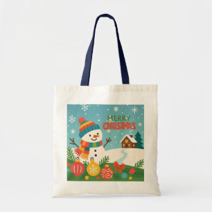 Bolsa Tote Boneco de neve simpático e clássico de Feliz Natal