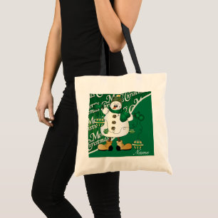 Bolsa Tote Boneco de neve verde do Feliz Natal