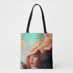Bolsa Tote Bonita Abstrato de Arte Vermelha Ginger Girl
