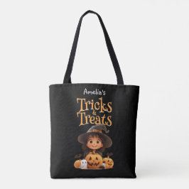 Bolsa Tote Bonita Bruxa de Cartoon Fantasmas Pumpkins Trick &