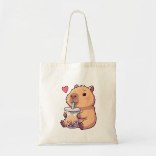 Bolsa Tote Bonita Capybara Boba Tea Bubble para Rapariga