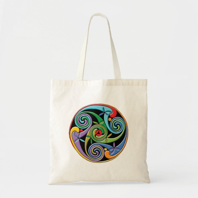 Bolsa Tote Bonita Céltica Mandala com Cabras Coloridas (Frente)