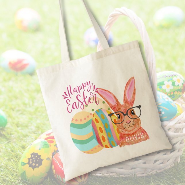 Bolsa Tote Bonita Colorida Páscoa Coalhada Ovos Páscoa (Cute Colorful Easter Bunny Eggs Kids Easter Tote Bag)