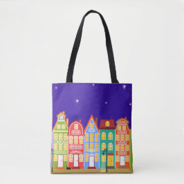 Bolsa Tote Bonita Colorida Velha Cidade Caminhando Noite de G