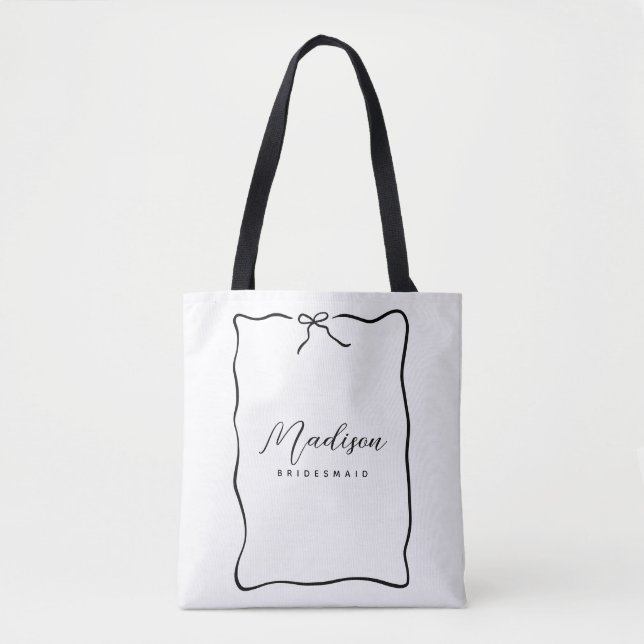 Bolsa Tote Bonita Coquette Ribbon Bridesmaid Gift (Frente)