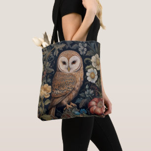 Bolsa Tote Bonita coruja no estilo de arte do jardim nouveau