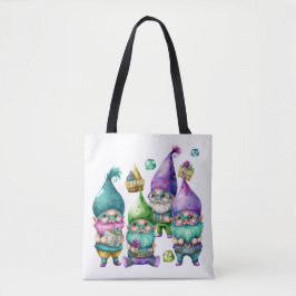 BOLSA TOTE BONITA E COROSA MARDI GRAS GNOMES