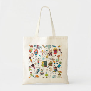 Bolsa Tote Bonita Ilustração de Volta às Crianças Escolares