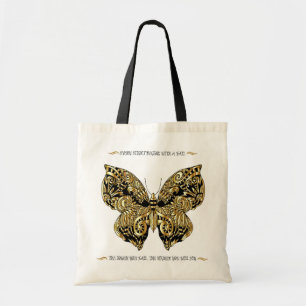 BOLSA TOTE BONITA MANTEIGA DOURADA E NEGRA