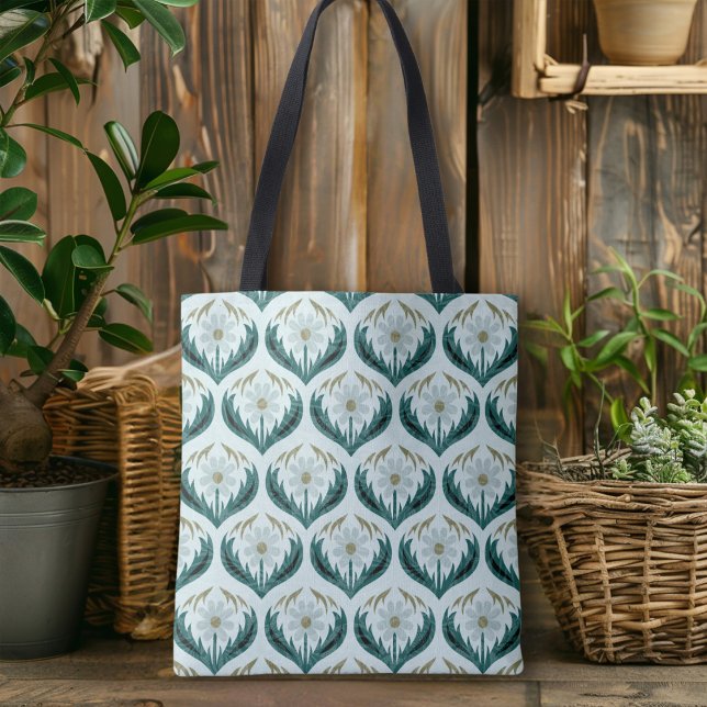 Bolsa Tote Bonita margarida verde da casa de energia fluoresc (Criador carregado)