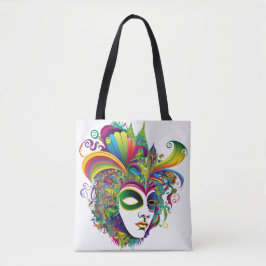 BOLSA TOTE BONITA MÁSCARA MARDI GRAS BRILHANTE E BRILHANTE