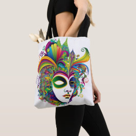 BOLSA TOTE BONITA MÁSCARA MARDI GRAS BRILHANTE E BRILHANTE