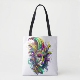 BOLSA TOTE BONITA MÁSCARA MARDI GRAS BRILHANTE E BRILHANTE