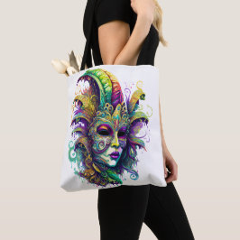 BOLSA TOTE BONITA MÁSCARA MARDI GRAS BRILHANTE E BRILHANTE