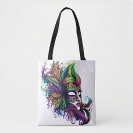 BOLSA TOTE BONITA MÁSCARA MARDI GRAS BRILHANTE E BRILHANTE