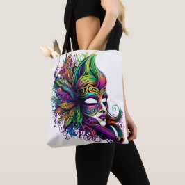 BOLSA TOTE BONITA MÁSCARA MARDI GRAS BRILHANTE E BRILHANTE