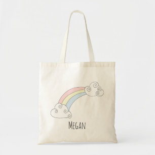 Bolsa Tote Bonita menina Rainbow Doodle com Fralda