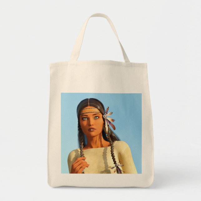 Bolsa Tote Bonita roupa de Indígenas de mulher nativa america (Frente)