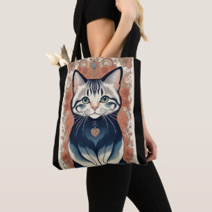 Bolsa Tote Bonita Trabalho de arte de Gato