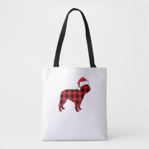 Bolsa Tote Bonita Xadrez Vermelha de Natal para o Bulldog San