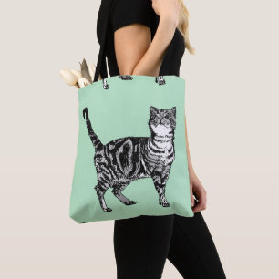 Bolsa Tote Bonitas Meninas Verdes Tabelas De Gato De Grocera