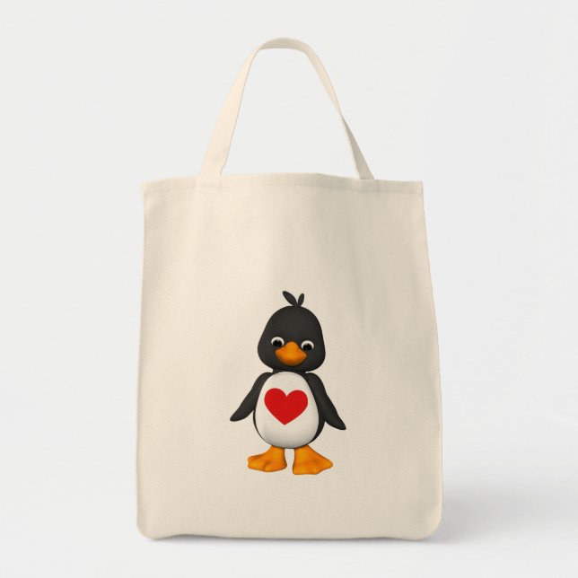 Bolsa Tote Bonito a sacola do pinguim (Frente)