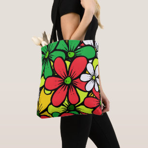 Bolsa Tote Bonito Agrupamento Brilhante de Flores de Verão