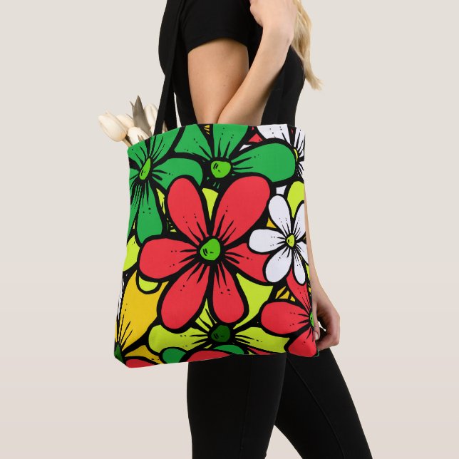 Bolsa Tote Bonito Agrupamento Brilhante de Flores de Verão (Close Up)
