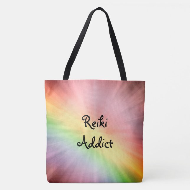 Bolsa Tote Bonito arco-íris Reiki Addict design (Frente)
