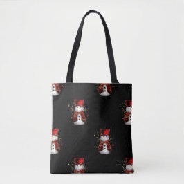 Bolsa Tote Bonito boneco de neve no Natal do Veludo Vermelho