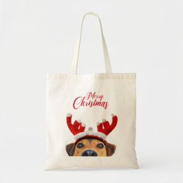 Bolsa Tote Bonito Cachorro de Natal Reindeer Antler Headband