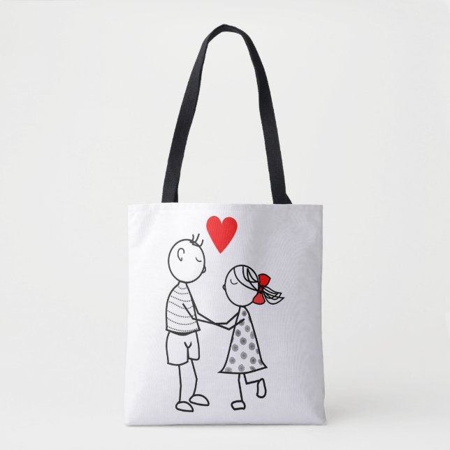 Bolsa Tote Bonito Casal Ama Saco Romântico (Frente)