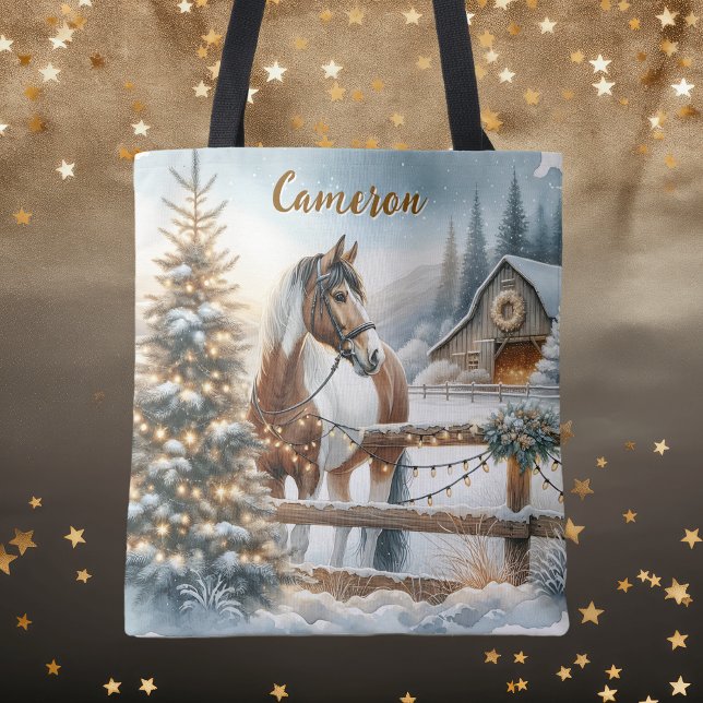 Bolsa Tote Bonito Castanho e Cavalo Branco Personalizado (Criador carregado)