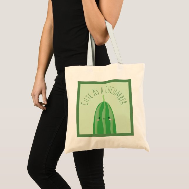 Bolsa Tote Bonito como pepino Engraçado Kawaii Cutecumber (Frente (produto))