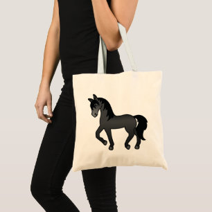Bolsa Tote Bonito de Ilustração de Cavalo de Trote Negro