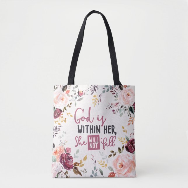 Bolsa Tote Bonito Deus Floral está dentro dela. (Frente)