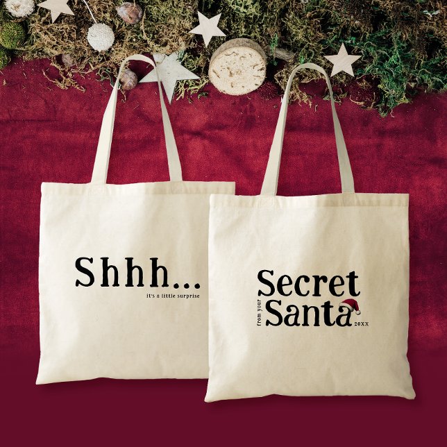 Bolsa Tote Bonito e divertido Shh É um Papai noel secreto sur (Criador carregado)