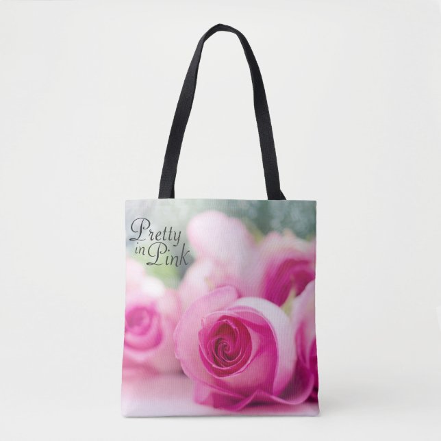 Bolsa Tote Bonito em Rosas Rosa (Frente)