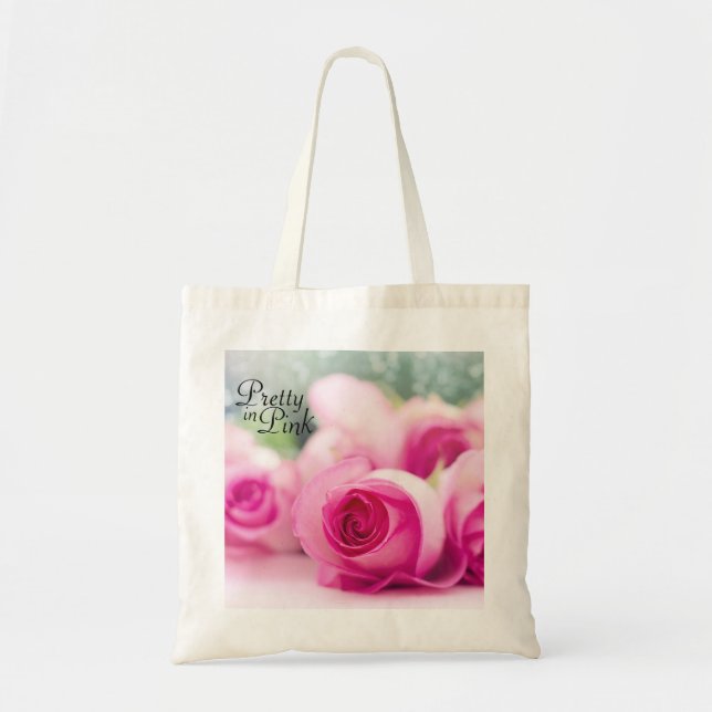 Bolsa Tote Bonito em Rosas Rosa (Frente)