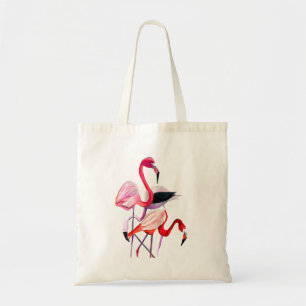 Bolsa Tote Bonito flamingo rosa em azul